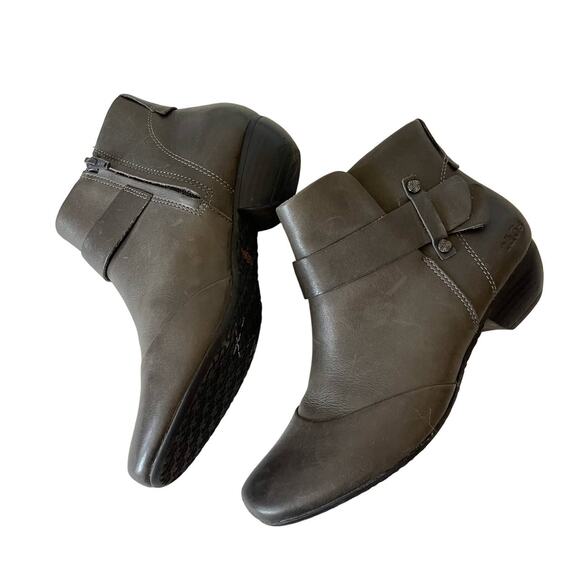 Taos Bootie Womens 7 Gray Leather Ankle Zipper Round Toe MOD-13419 - Picture 1 of 14